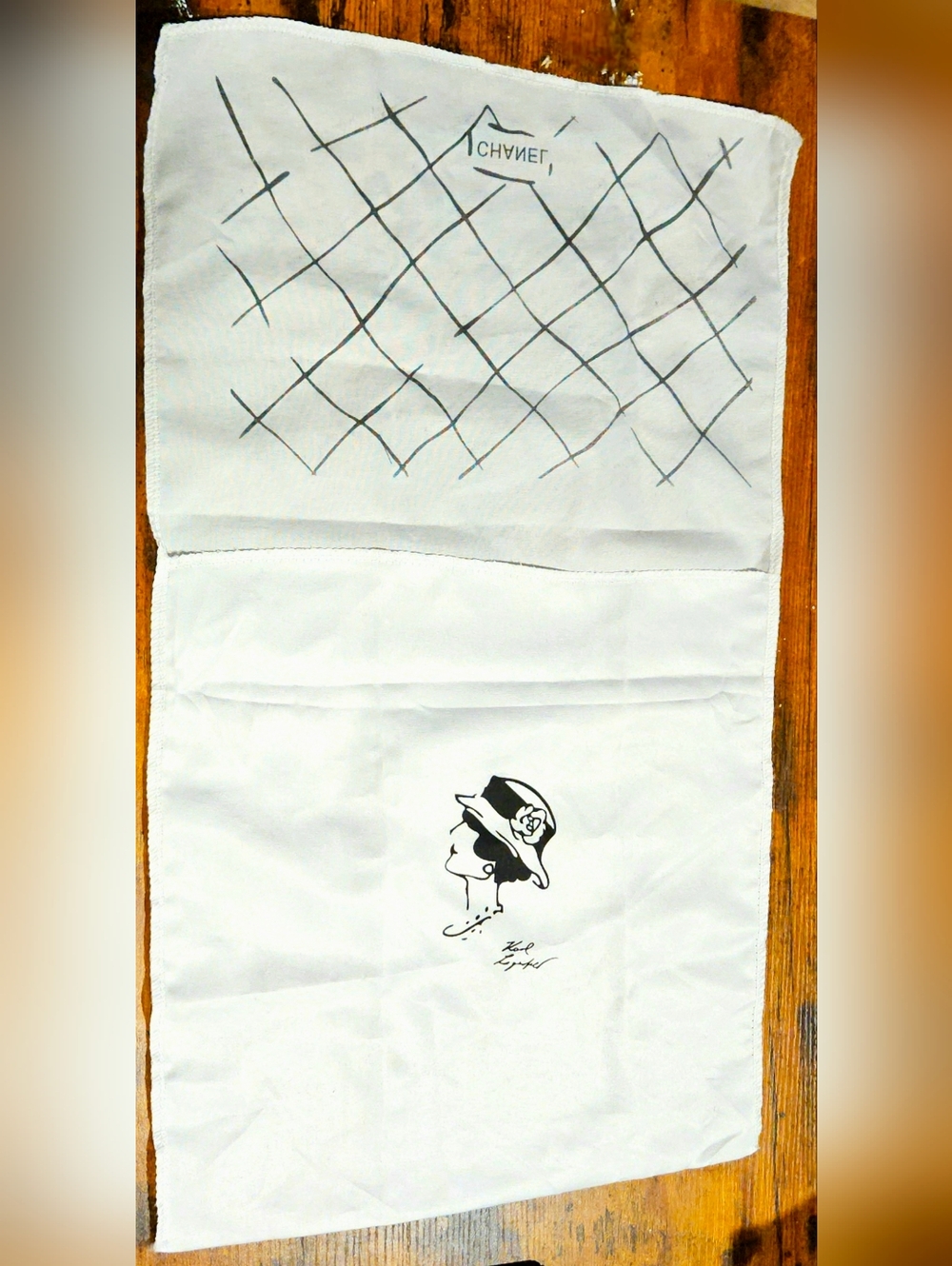 NEW RARE Chanel White Envelope Dust Bag Karl Lagerfeld Silk Canvas Large Storage